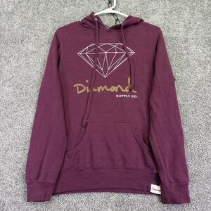Diamond Supply Co. Hoodie Womens Medium Purple Fleece Pullover Graphic Logo